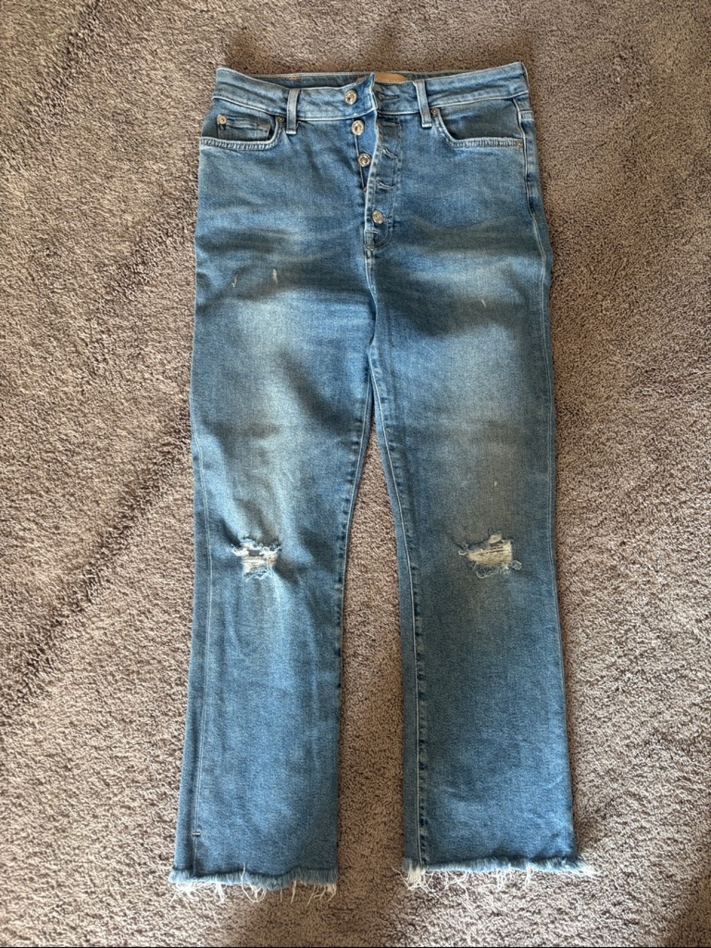 Citizens Of Humanity Distressed Mid Blue Ankle Crop Jeans